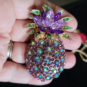 NWT Crystal Pineapple Necklace by Betsey Johnson